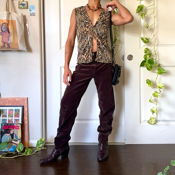 Vintage Brown Slim Velvet Pants - Picture 2 of 7